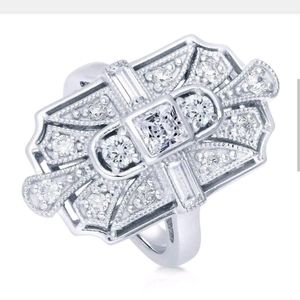 New silver art deco ring